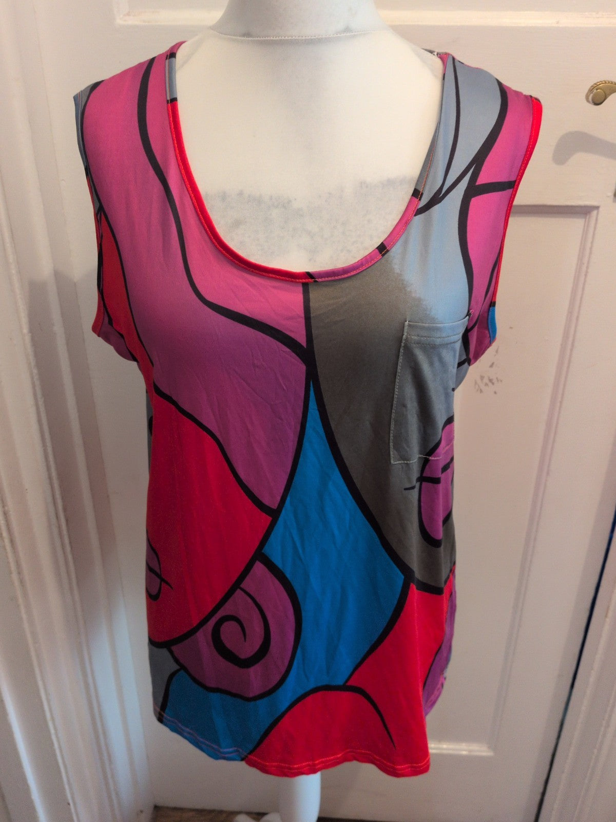 4XL Multicoloured Sleeveless Blouse Top