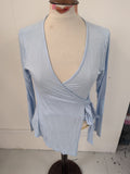 Boohoo 12 Blue Long Sleeve Blouse Top