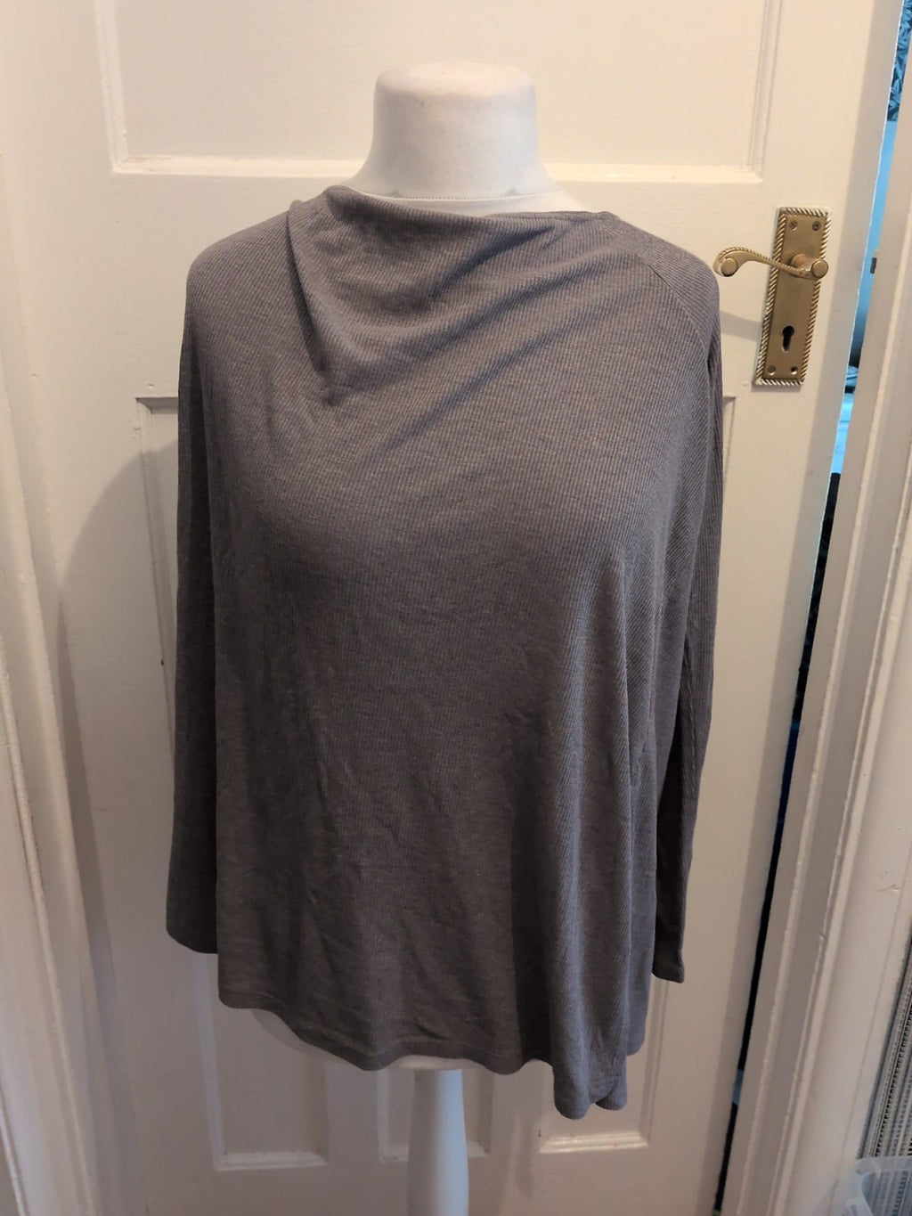 ASOS 26 Grey Brush Rib Long Sleeve T-shirt