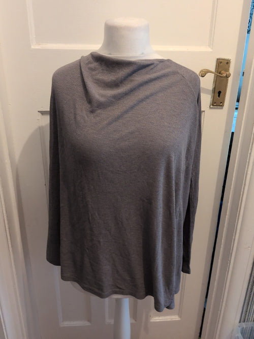 ASOS 26 Grey Brush Rib Long Sleeve T-shirt