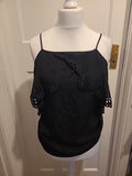 Ladies Next Size 10 Black Open Shoulder Short Sleeved Blouse