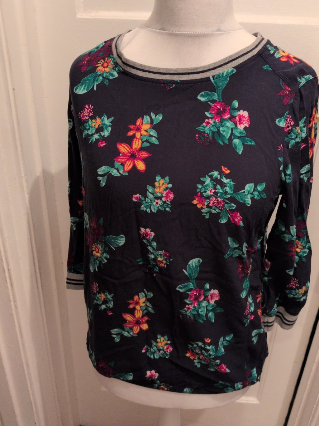 Cecil Small Navy Floral Long Sleeve Blouse
