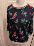 Cecil Small Navy Floral Long Sleeve Blouse