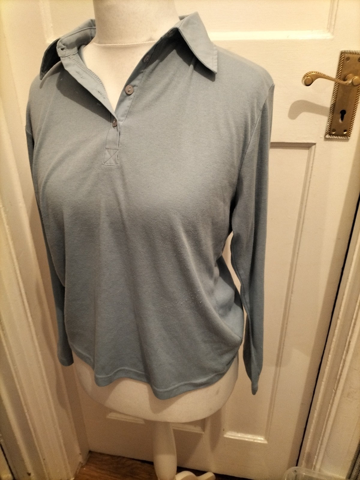 Ladies First Avenue Size XL Blue Collared Polo Long Sleeve