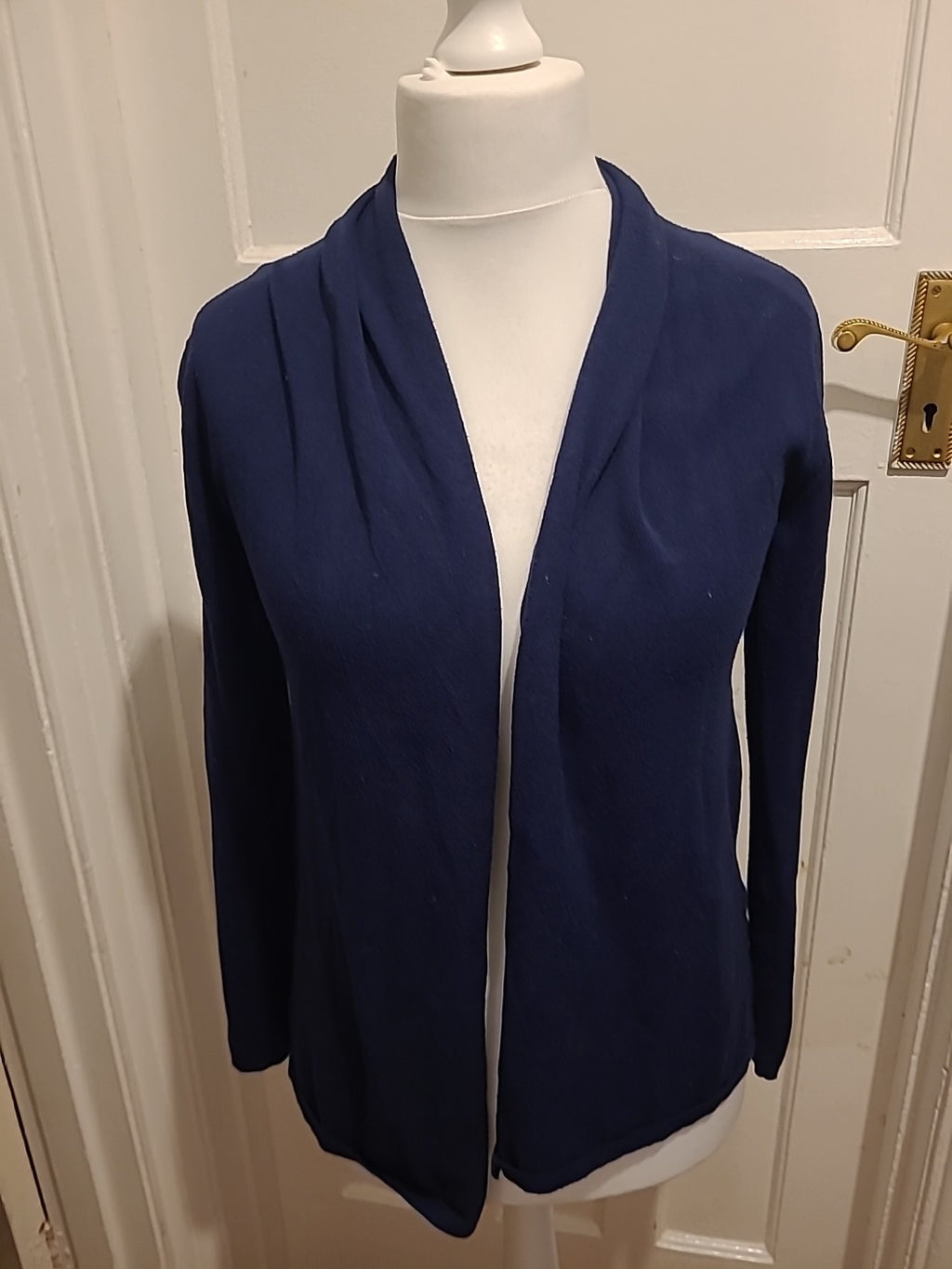 Ladies Dunnes Size Small Navy Collared Cardigan