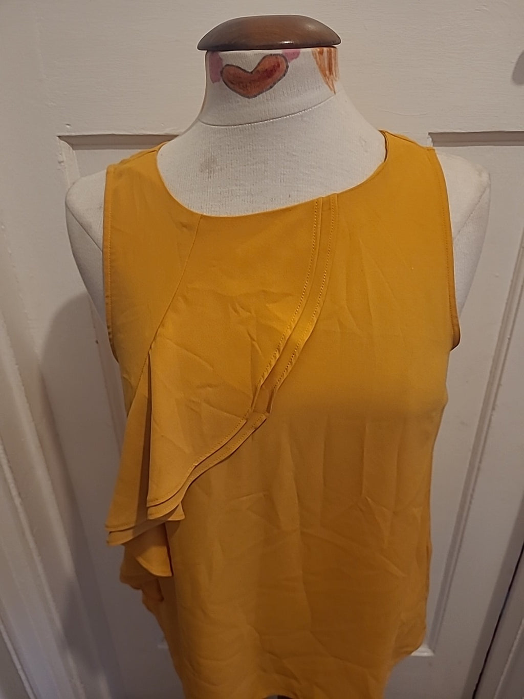 Ladies Oasis Size 10 Orange Sleeveless Blouse Detailed Chest