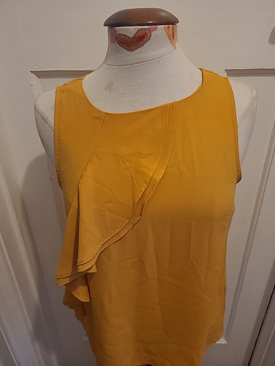 Ladies Oasis Size 10 Orange Sleeveless Blouse Detailed Chest