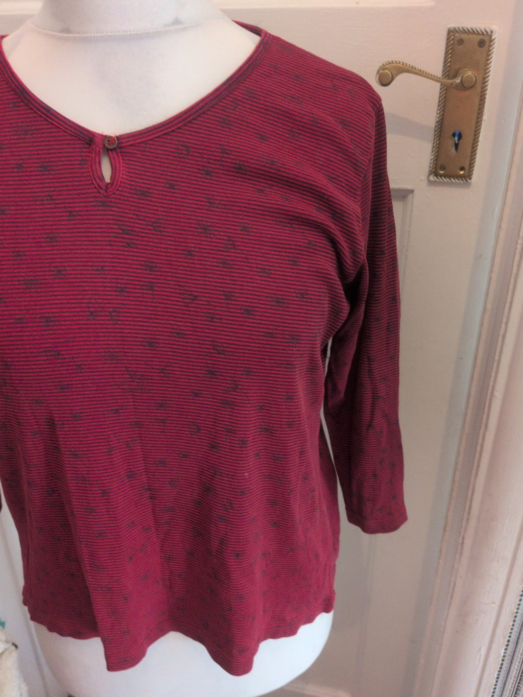 Isle 14-16 Red And Navy Stripe Long Sleeve Top