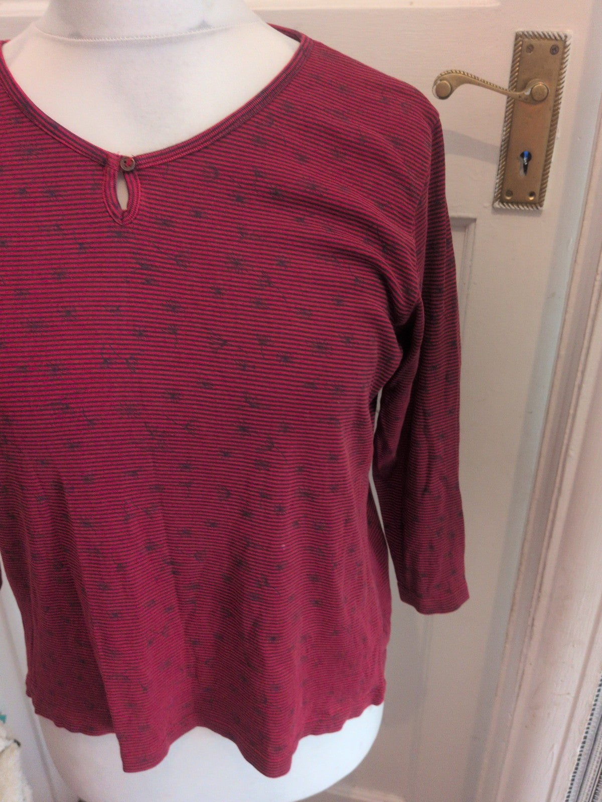 Isle 14-16 Red And Navy Stripe Long Sleeve Top