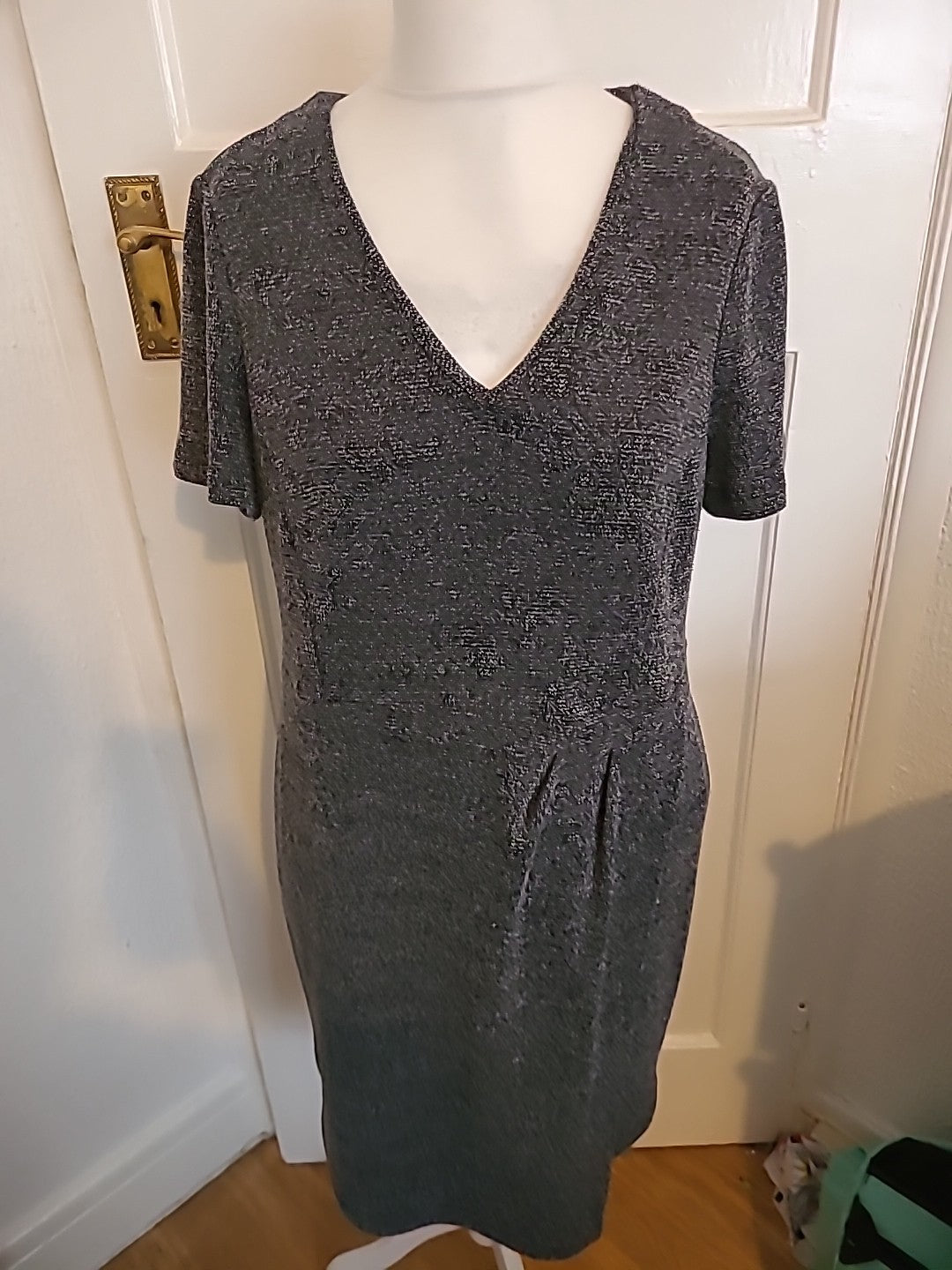 Ladies Next Size 18 Grey Fleck Short Sleeved Maxi Dress