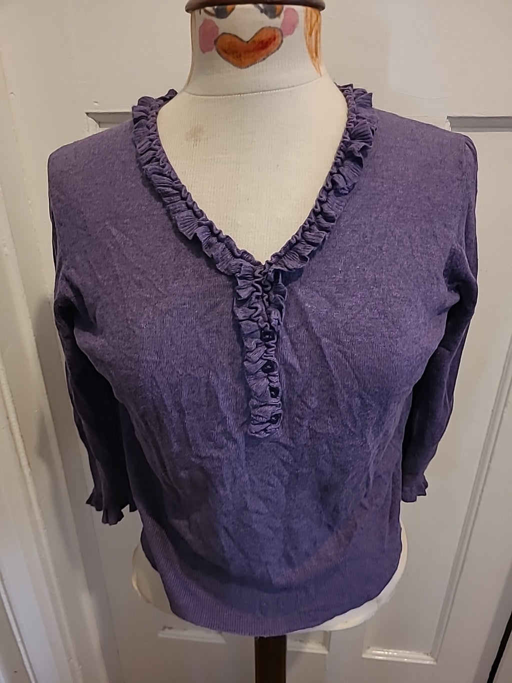 Ladies Marks And Spencer Size 14 Heather Long Sleeved Blouse With Stretch