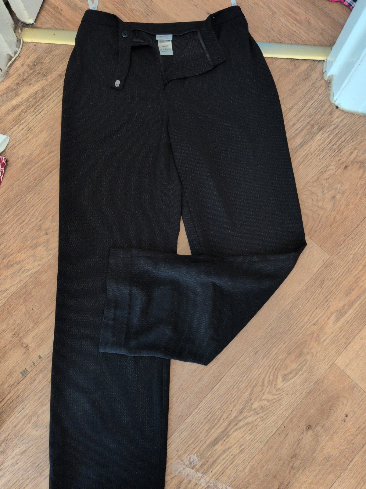 Next 12 Long Leg Black With White Patterning Trousers
