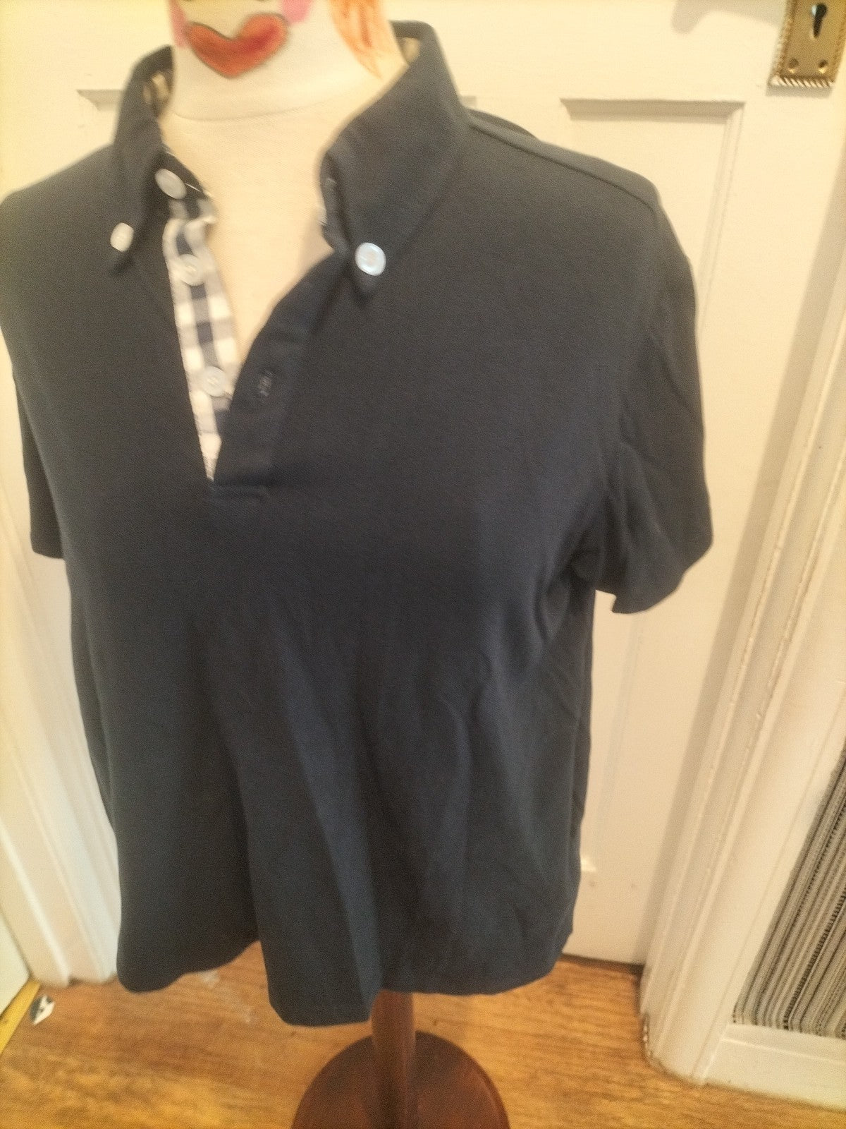 Mens Sttlzmc Size Medium Navy Short Sleeved Polo Shirt