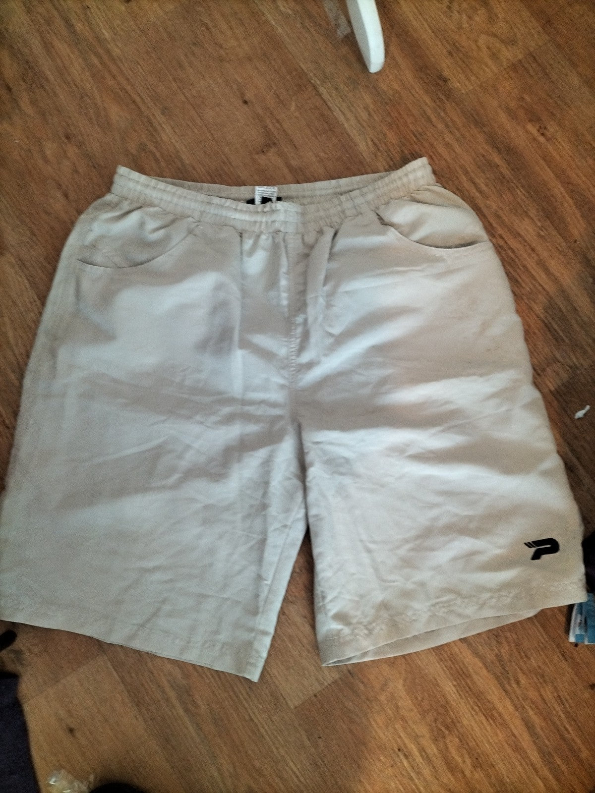 Mens Patrick Size Medium Beige Mesh Lined Elasticated Shorts