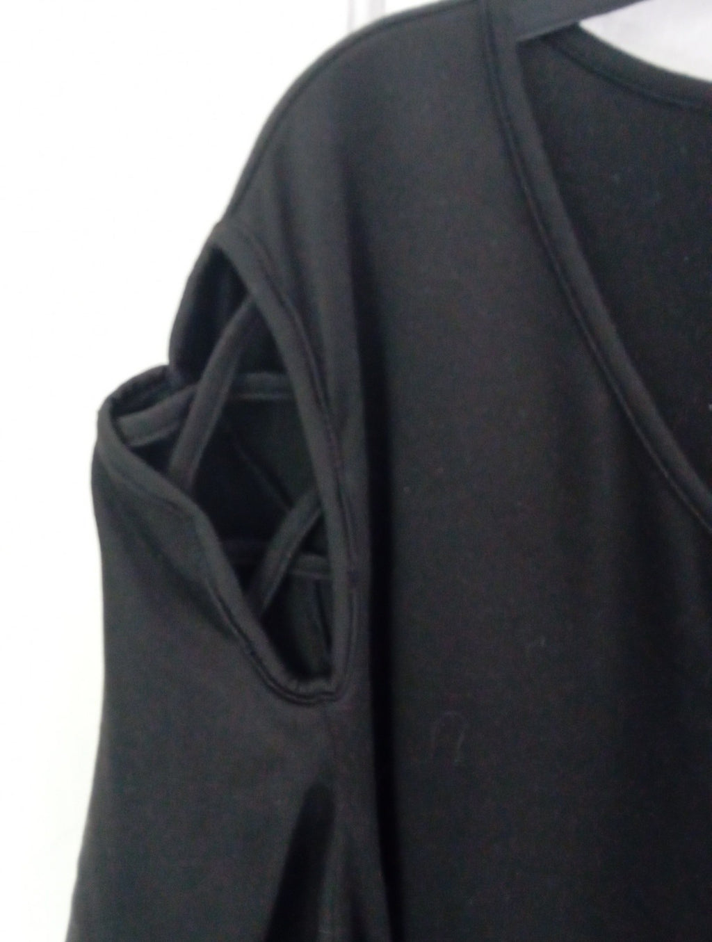 Ladies Black V Neck T.shirt Size 4xl Criss/cross Trim Free Delivery