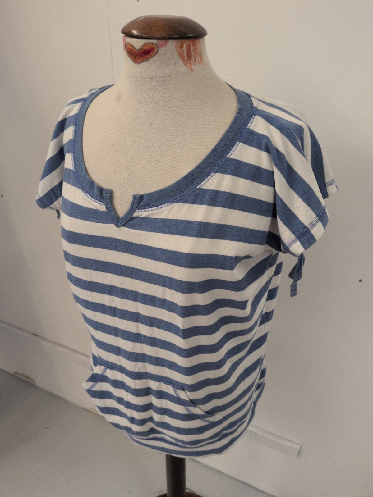 Tu 14 Blue And White Striped Cap Sleeve T-shirt