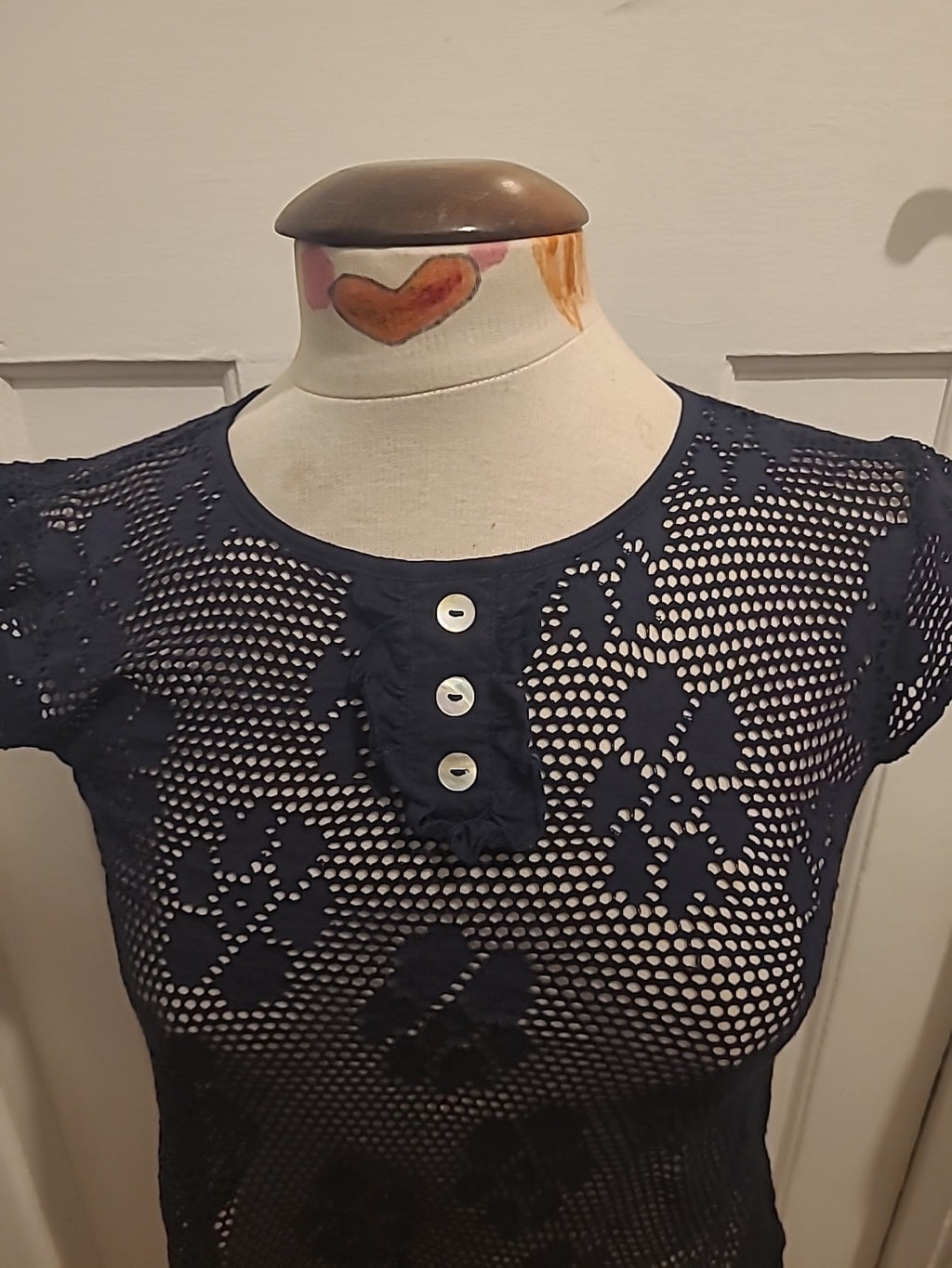 Ladies Topshop Size 10 Navy See Through Sleeveless Tshirt