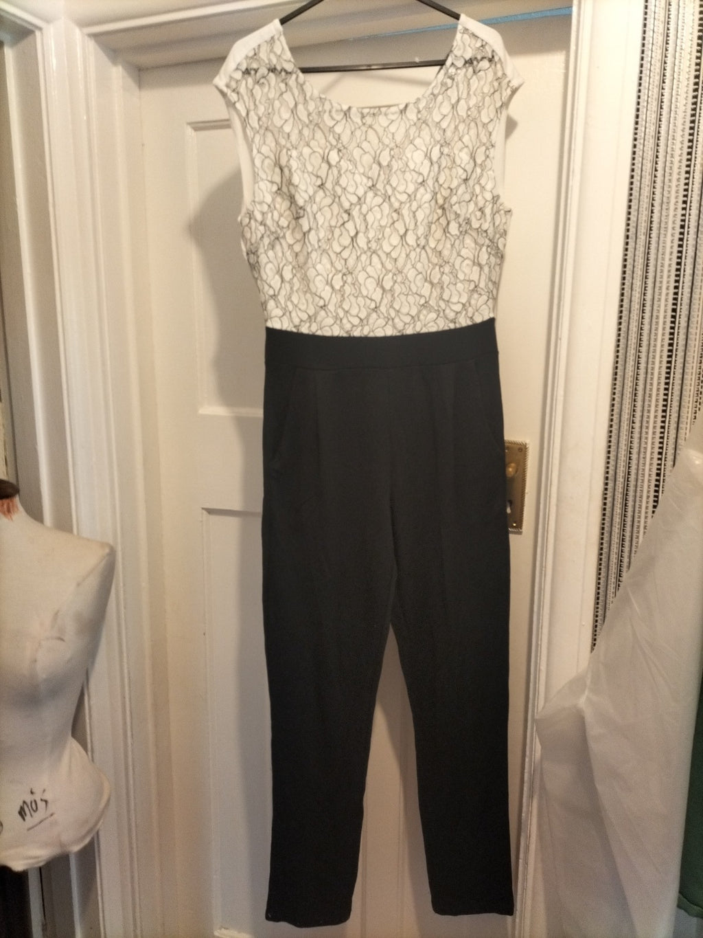 Ladies Ashley Brooke Size 8 Black/White Jumpsuit