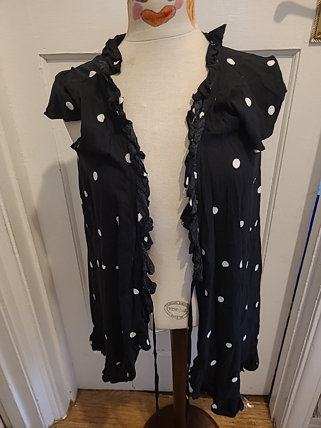 Ladies Motel Size Medium Black/White Polkadot Sleeveless Blouse