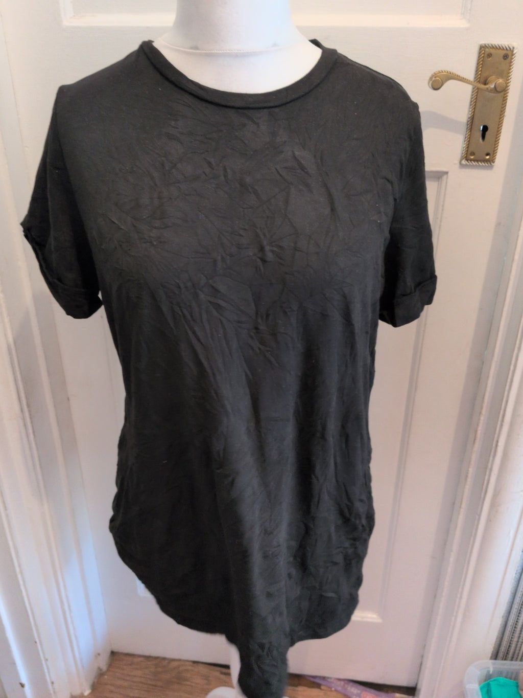 Shein XL Black Plain Short Sleeve T-shirt