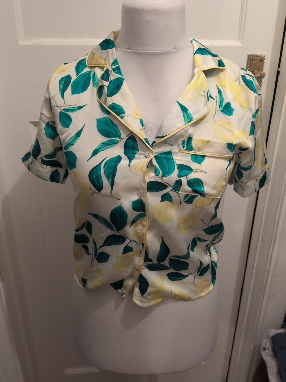Primark 4-6 Lemon And Green Collared Short Sleeve Blouse