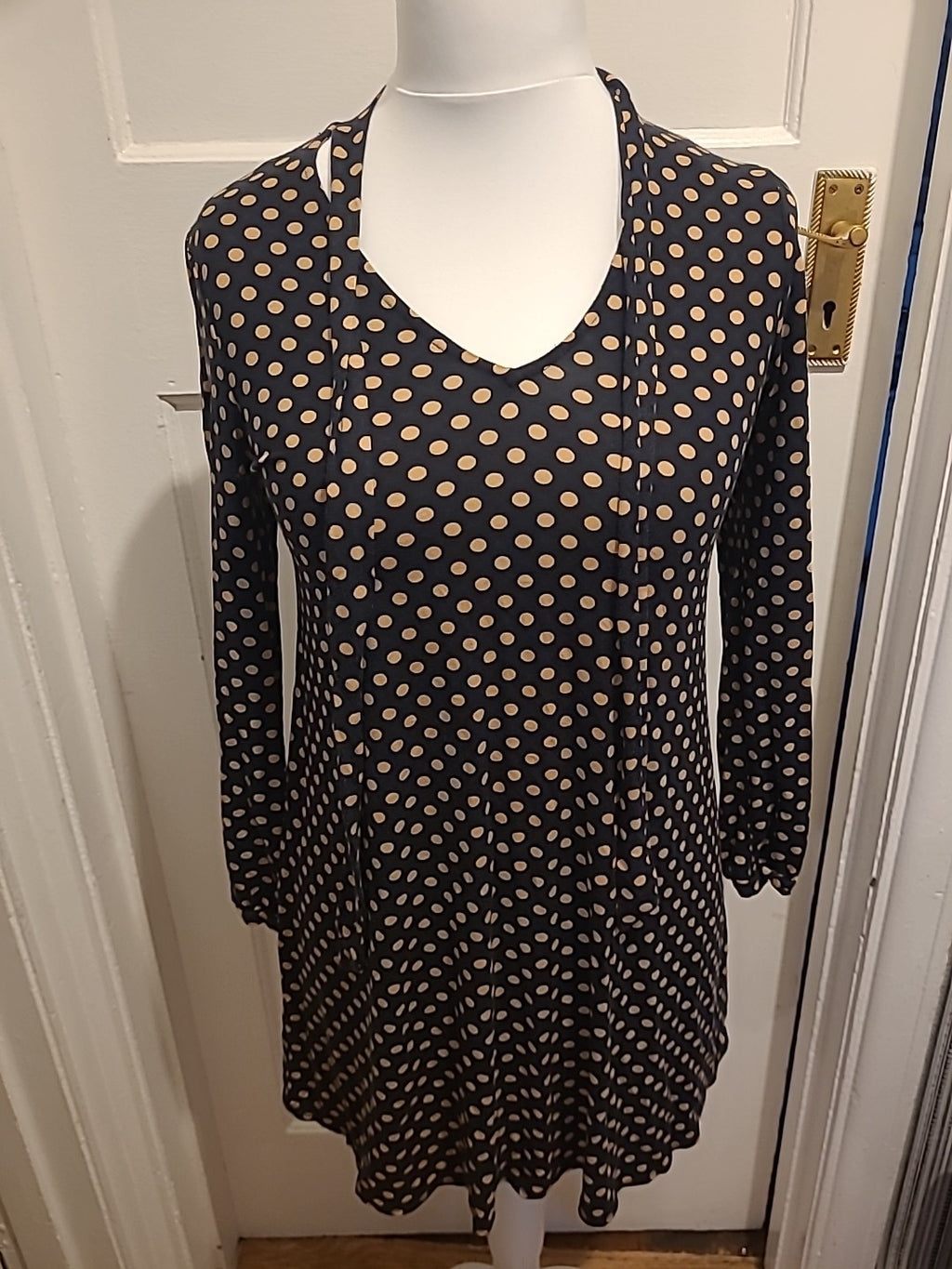 Ladies Dorothy Perkins Size 12 Brown/Black Spotted Blouse