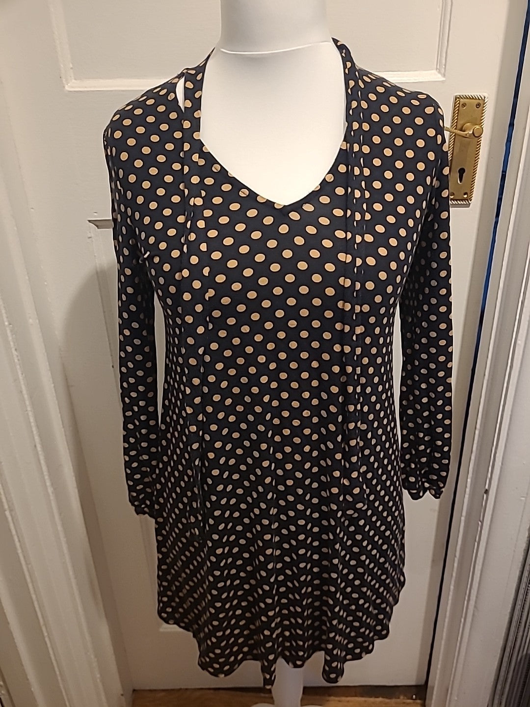 Ladies Dorothy Perkins Size 12 Brown/Black Spotted Blouse
