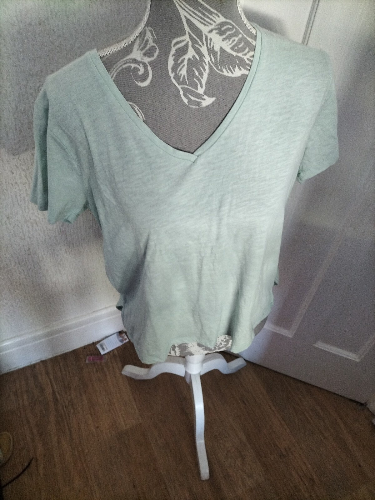 Ladies Basics Size 12 Pale Green Short Sleeved Blouse
