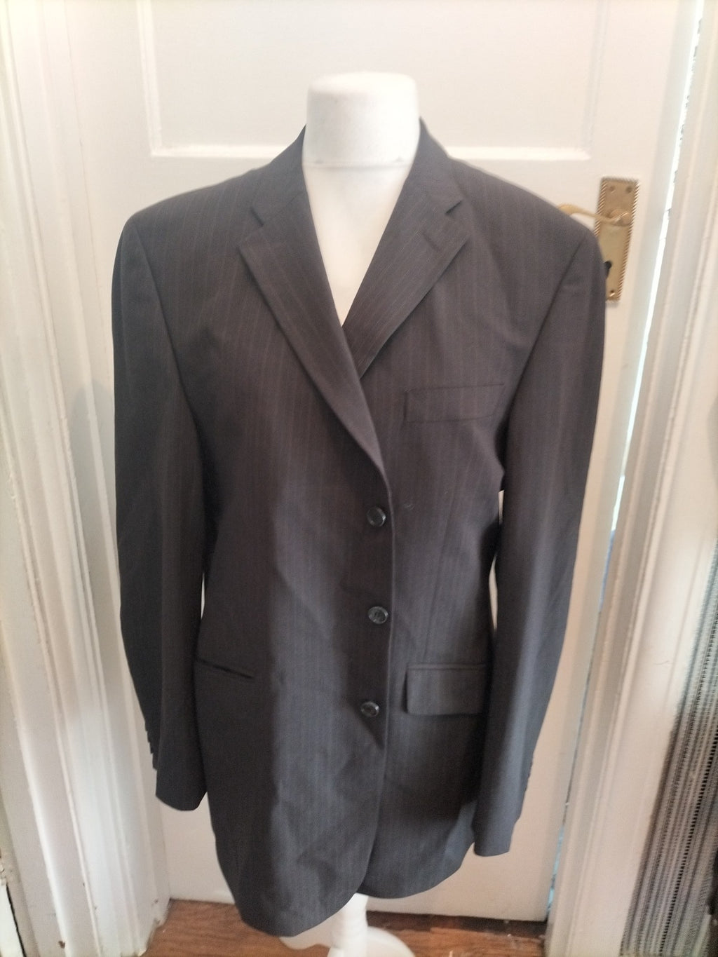 Marks And Spencer 44L Brown Pinstripe Suit Jacket