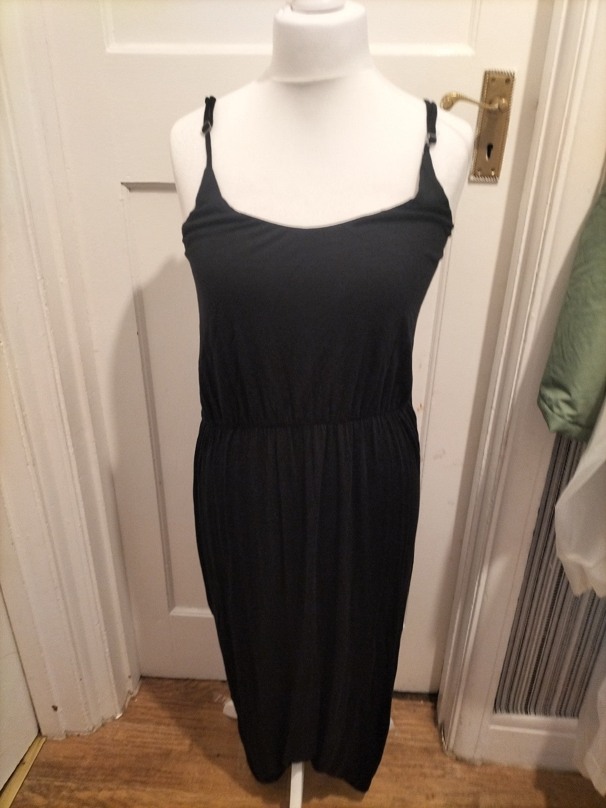 Ladies Primark Size 16 Black Long Length Sleeveless Elasticated Waist Dress