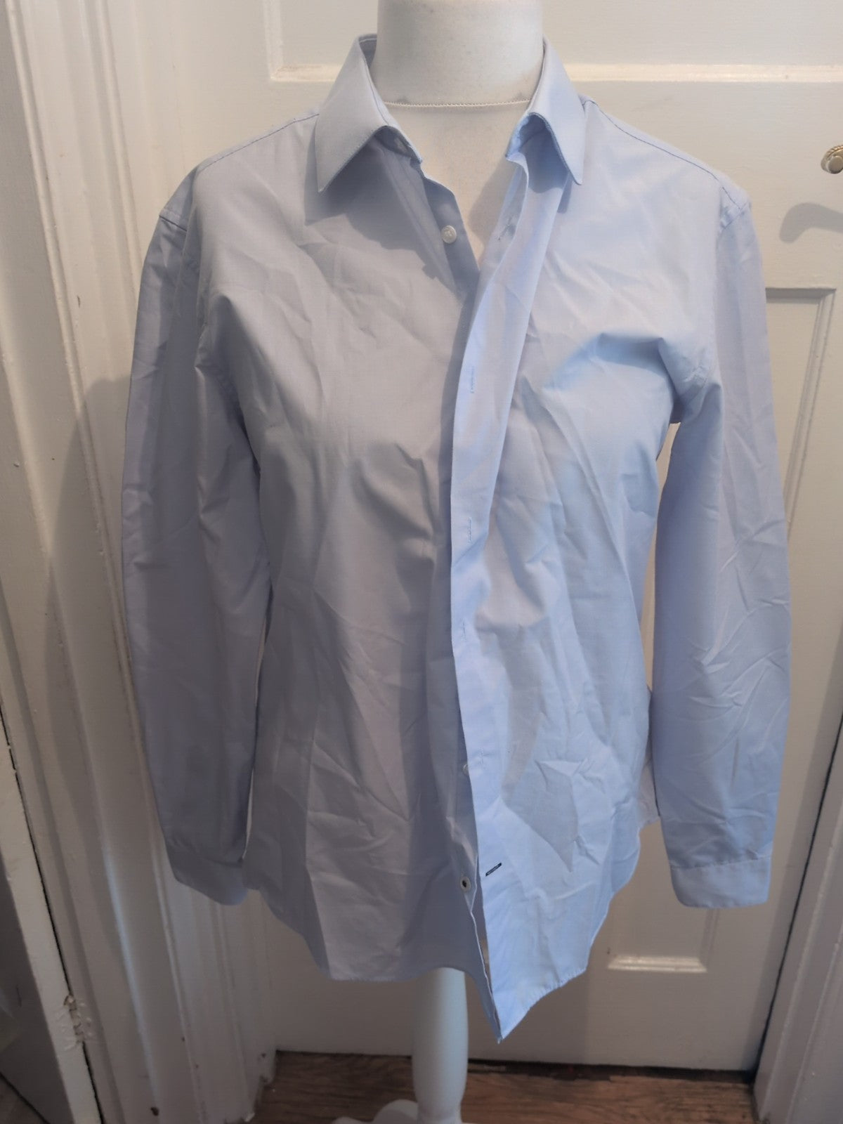 Burton 16.5-17 Slim Fit Pale Blue Long Sleeve Shirt