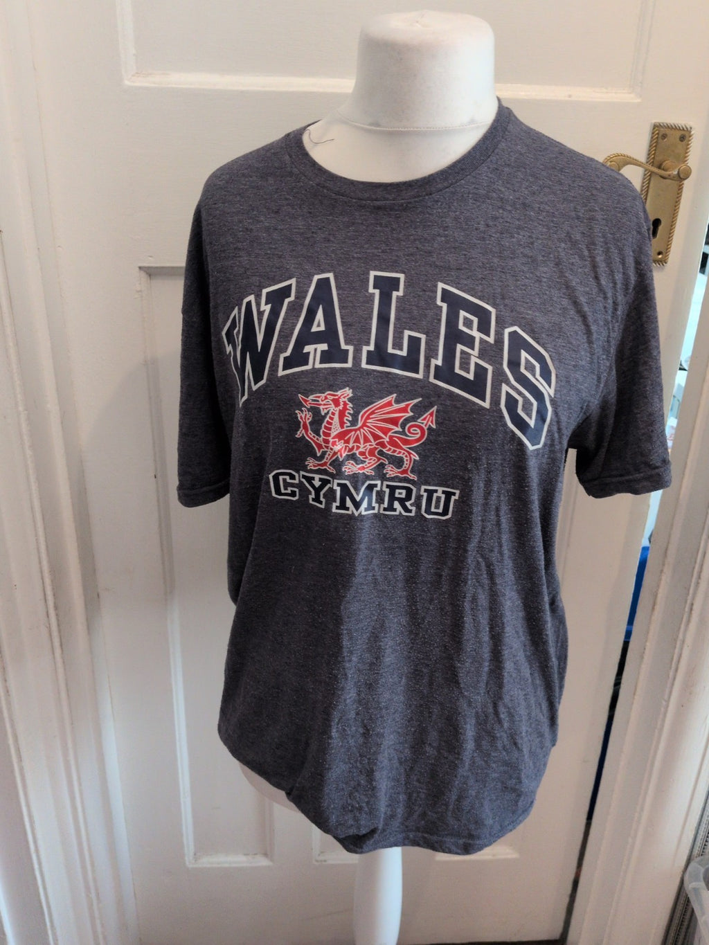 Gildan Large Grey Wales Print Short Sleeve T-shirt