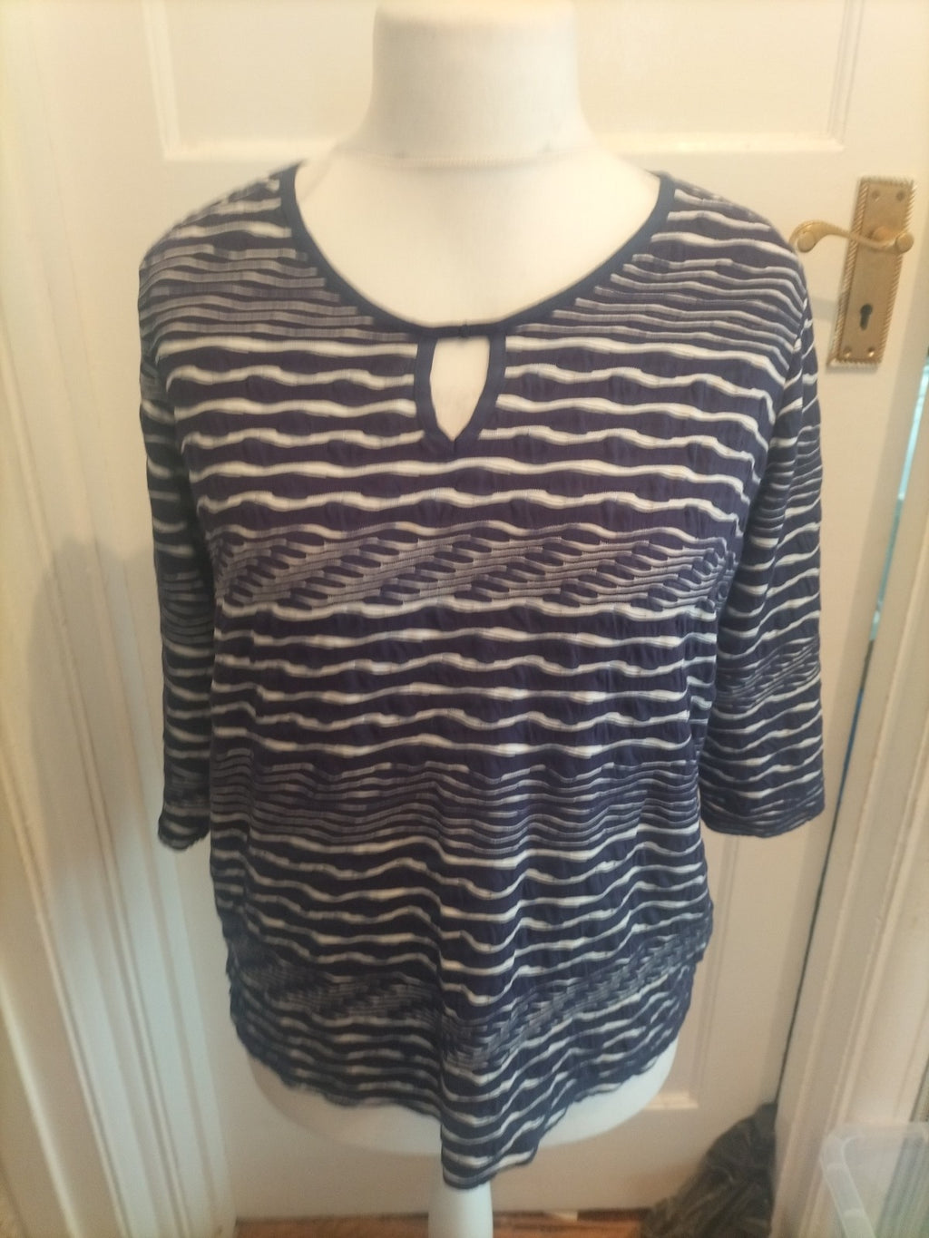 Moda At George 18 Navy And White Streaky Short Sleeved Blouse