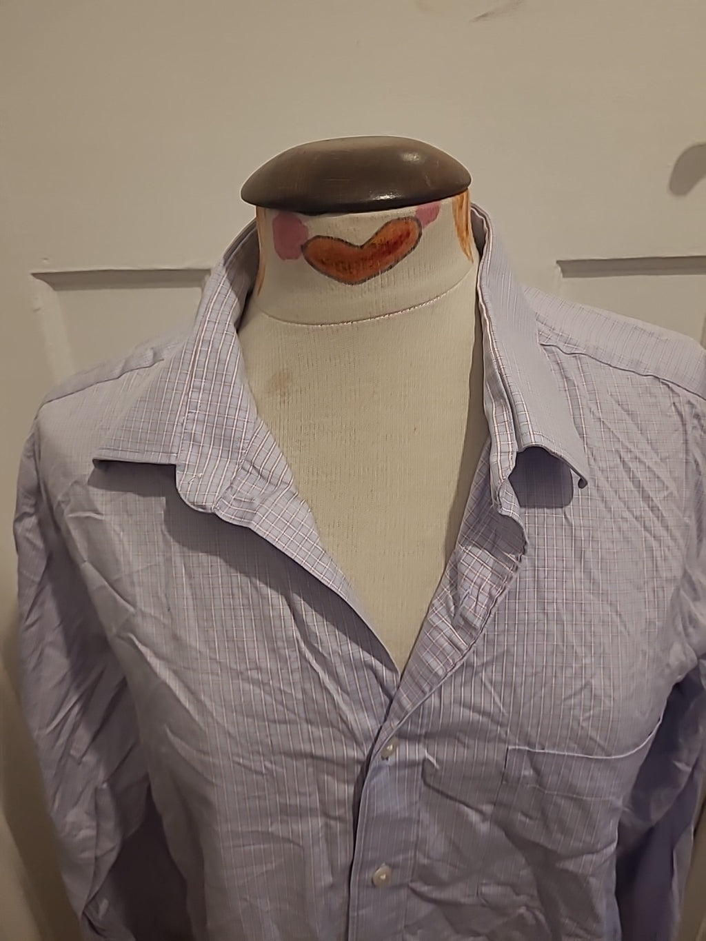 Mens Kirkland Size 16.5" Custom Fit Blue Red Check Long Sleeved Shirt