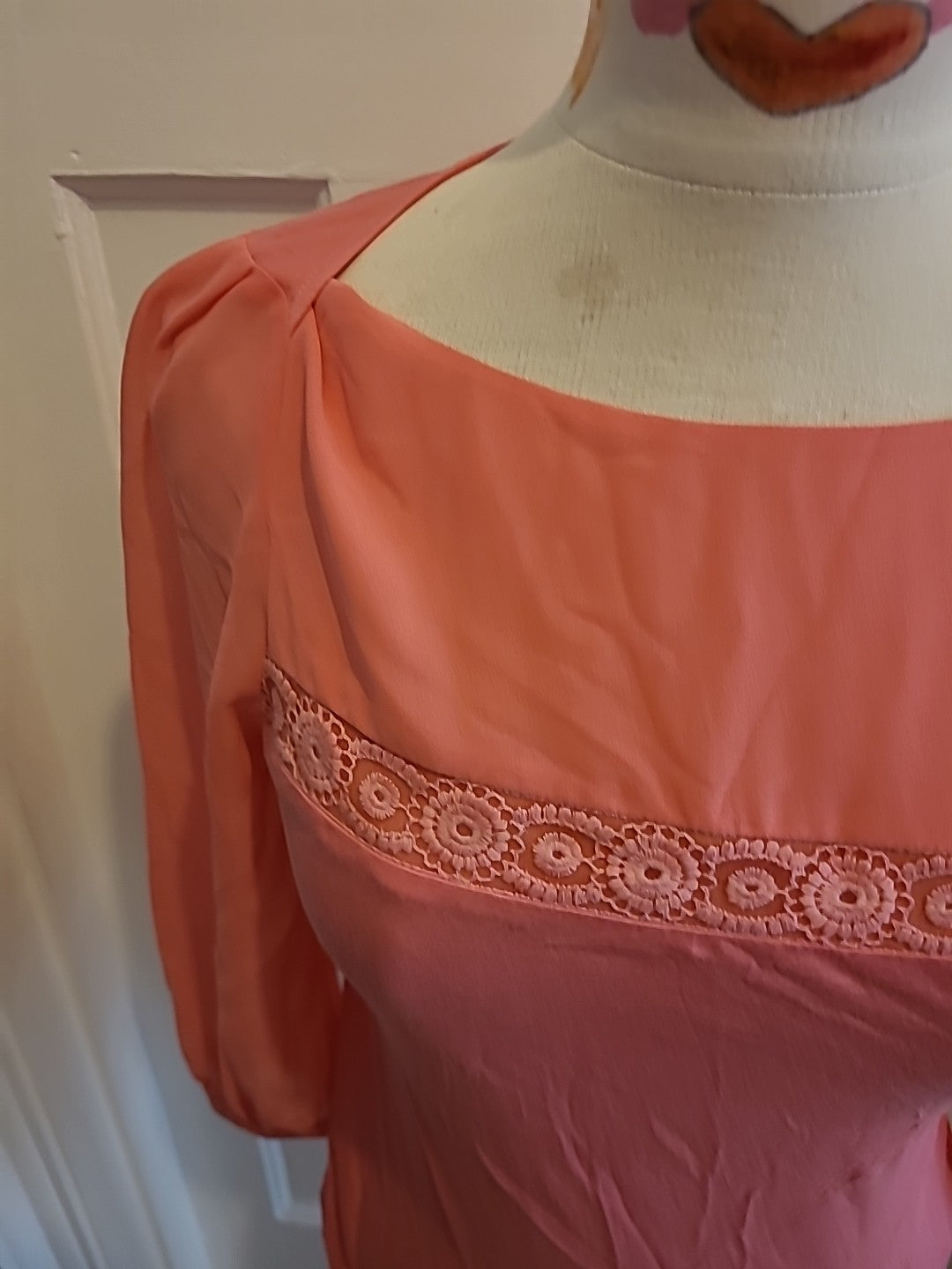 Ladies Oasis Top Size XS Coral In Colour Long Sleeved