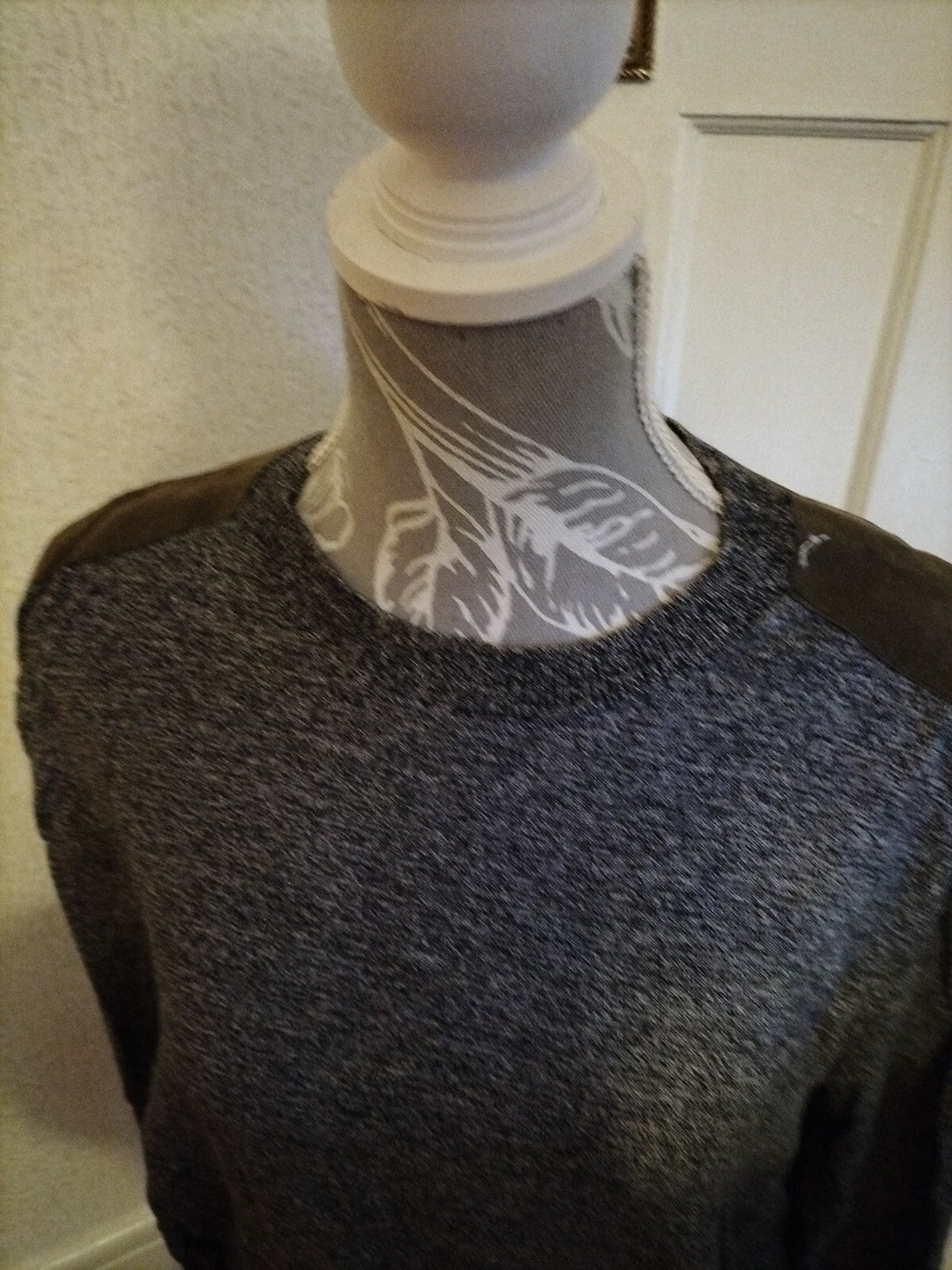 Mens Topman Size XL Grey Fleck Long Sleeved Top