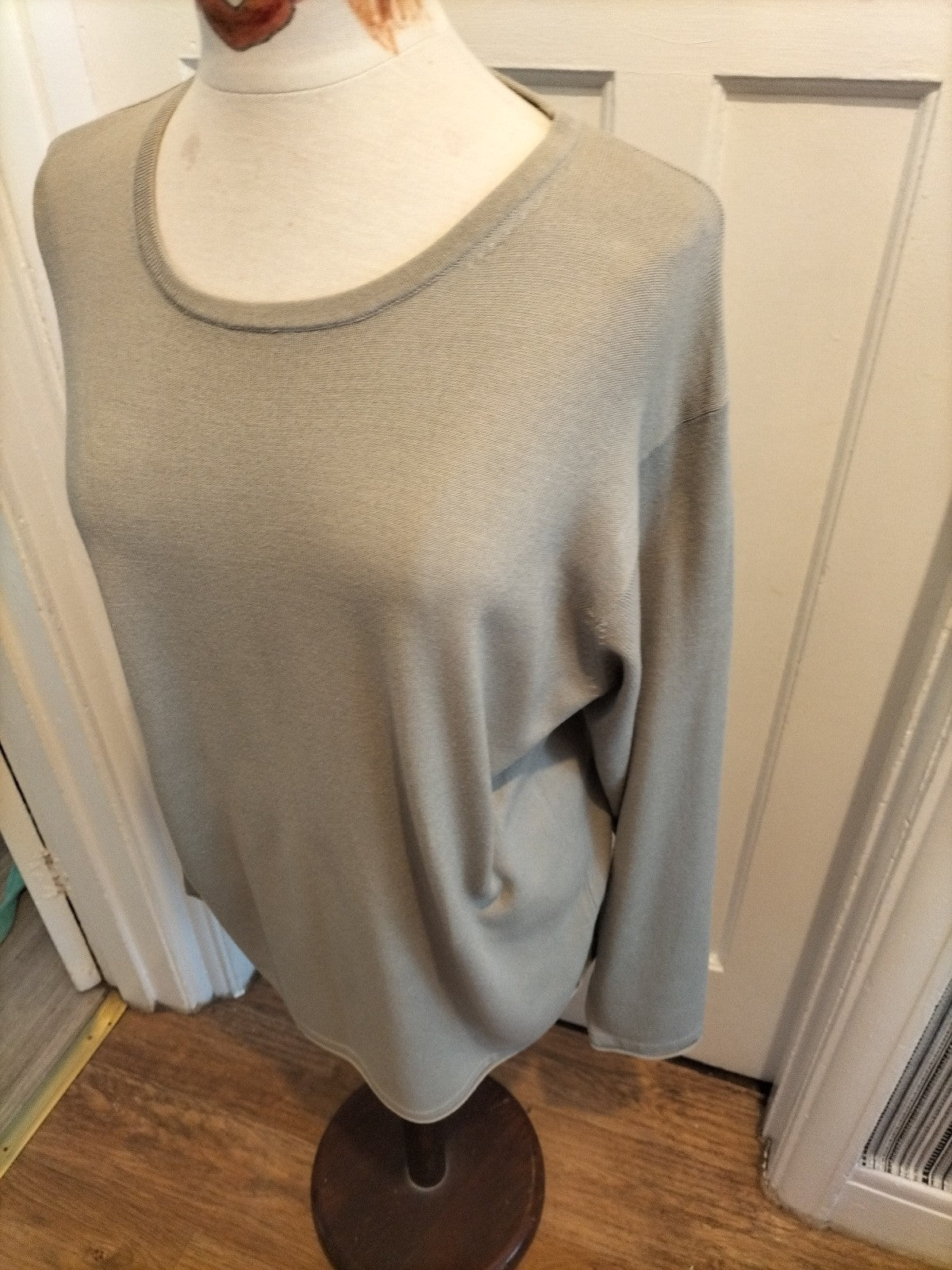 Mens Next Size Large Grey/Green Long Sleeved Jumper