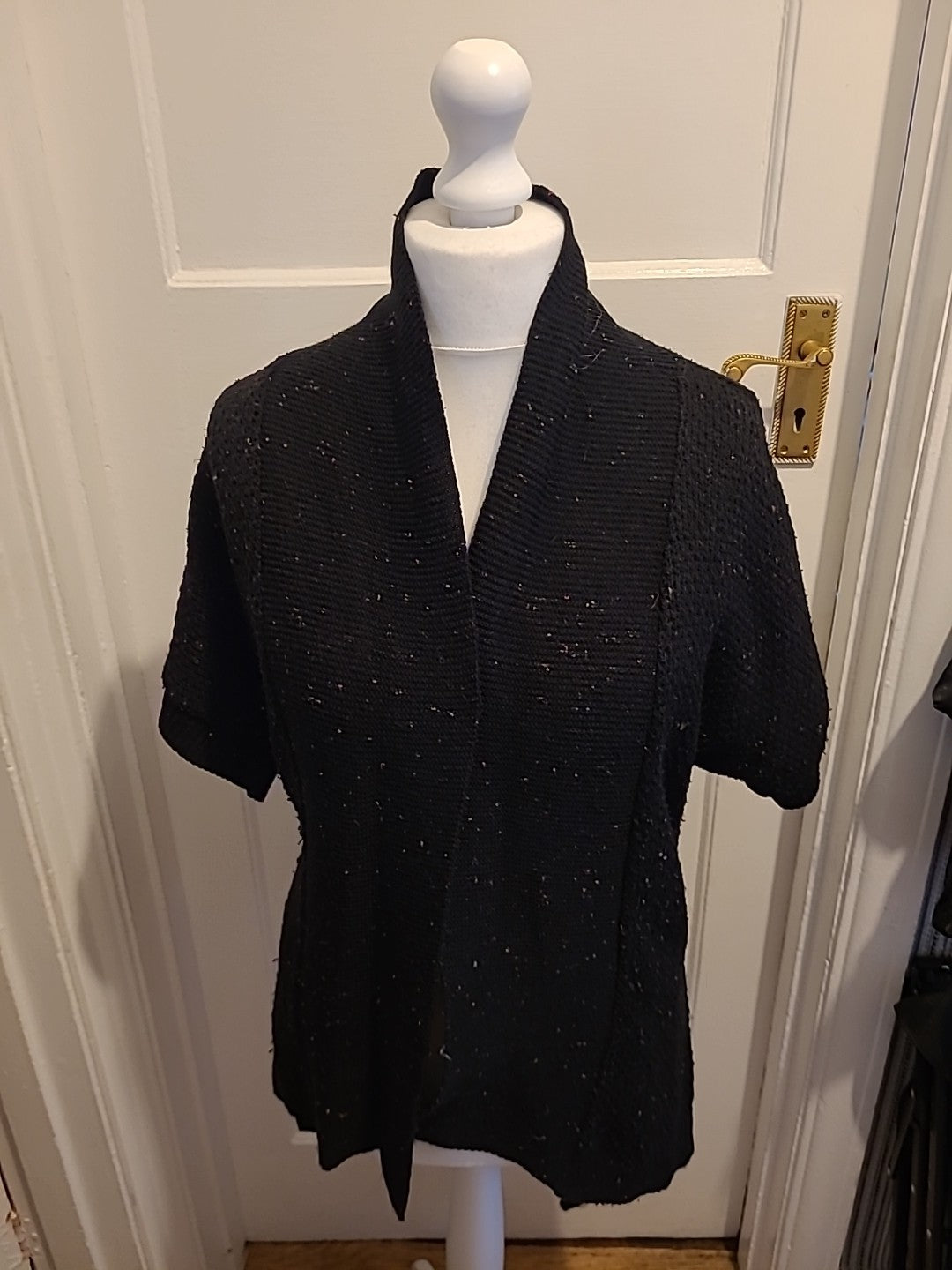 Ladies Primark Size 10 Black Fleck Short Sleeved Cardigan