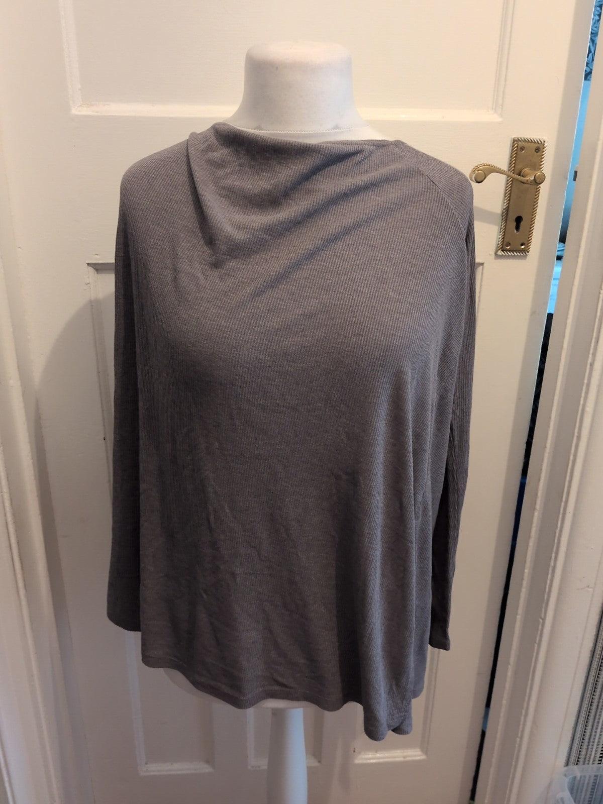 ASOS 26 Grey Brush Rib Long Sleeve T-shirt