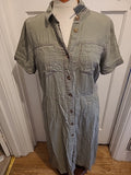 Ladies George Size 14 Green Short Sleeved Dress With Belt
