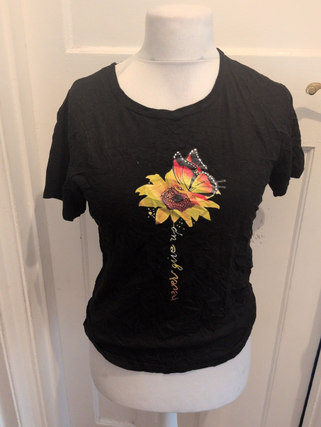 Medium Black Flower Print Short Sleeve T-shirt