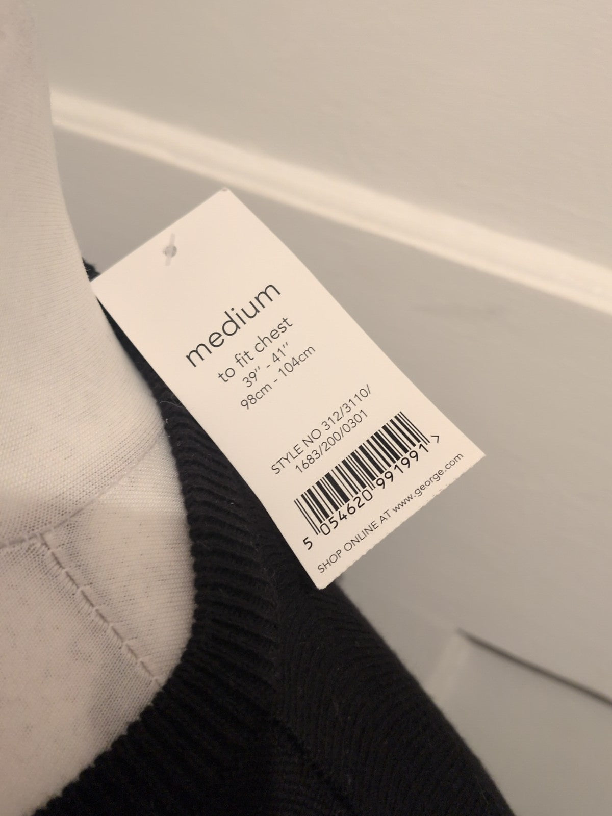 Brand New George Medium Black Cotton Jumper