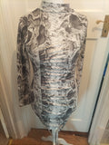 Ladies Pretty little thing Size 12 Grey And White Crocodile Skin Patterned Dress