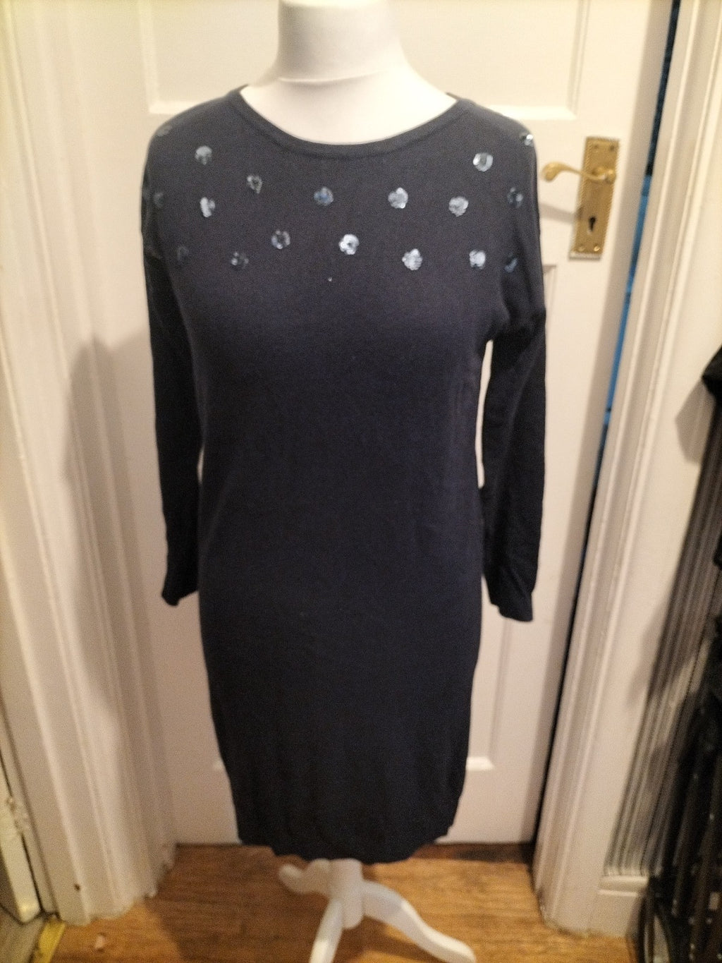 Ladies Crew Clothing Size 10 Navy Sequin Jumper Dress