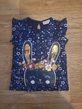 Girls So Cute 9-12 Months Navy Gold Sequin Tshirt