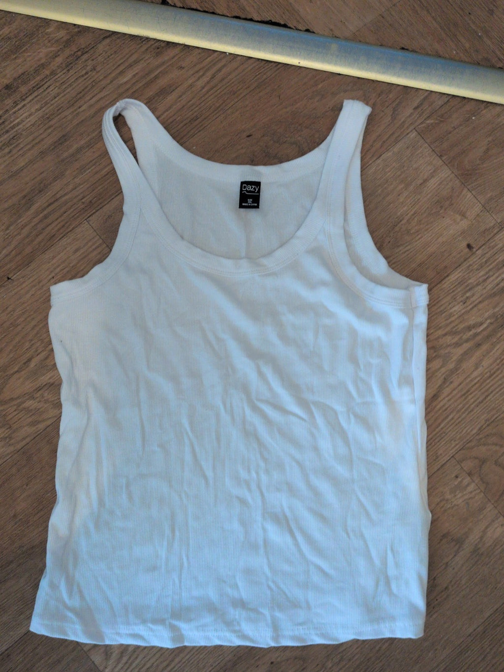 Dazy 2XL White Rib Sleeveless Vest Tank Top