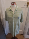 Mens Faldo Size Medium Green White Striped Short Sleeved Polo