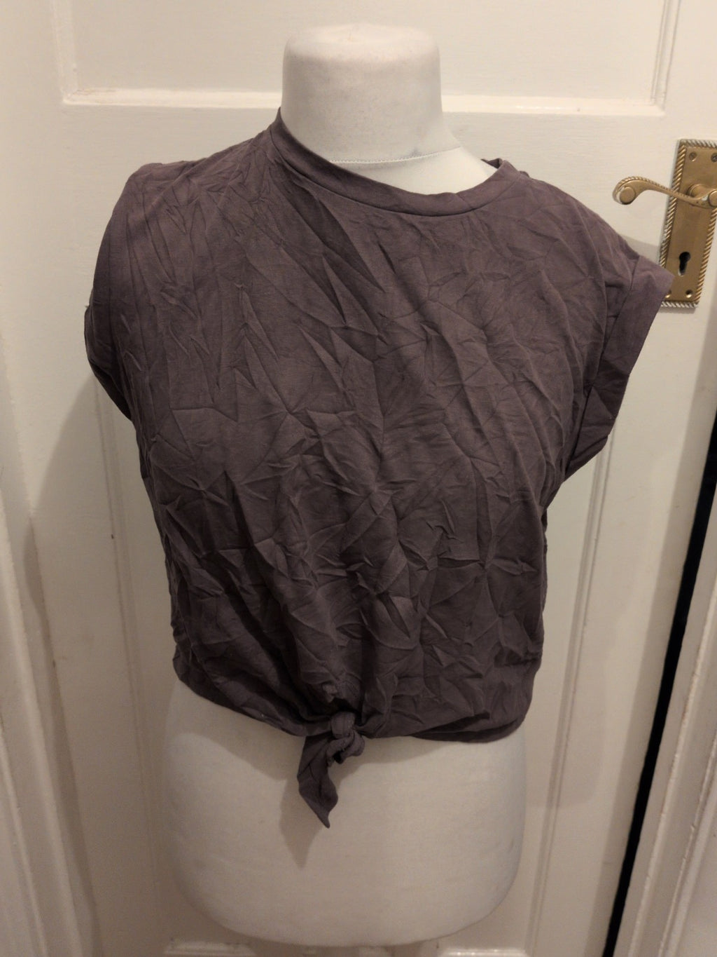 Cider Large Grey Front Tie Sleeveless T-shirt