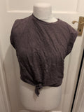 Cider Large Grey Front Tie Sleeveless T-shirt
