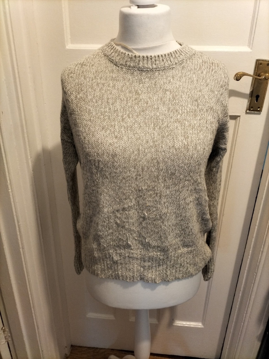 Ladies New Look Size Small Grey Ribbed Pullover Jumper